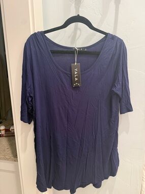 Yala Navy Scoop Neck Short Sleeve Tee